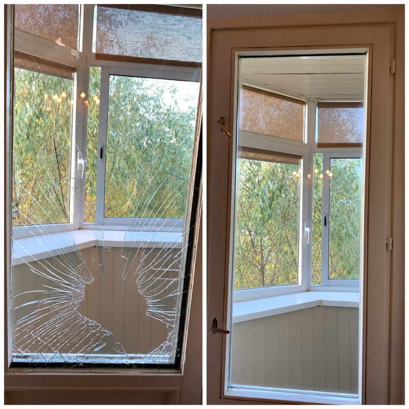 Balcony door — two views