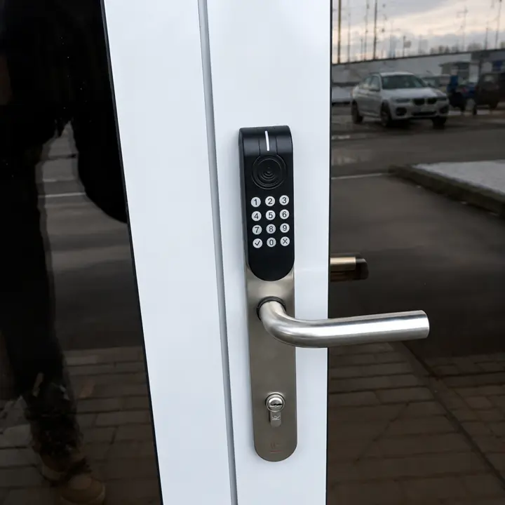 Zamek kodowy w drzwiach aluminiowych